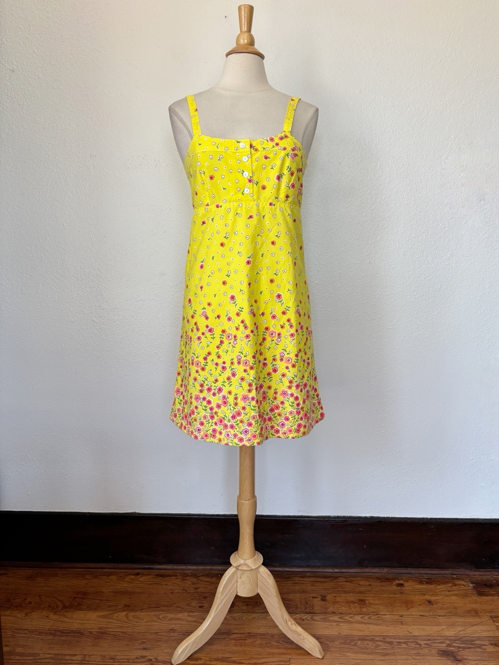 Vintage 90s Y2K Sunshine Yellow Floral Mini Dress